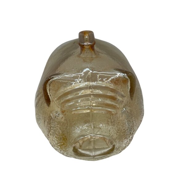Amber Glass Piggy Bank Figurine Vintage Textured Design C271 - Picture 3 of 7
